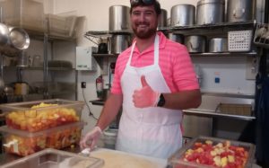 helping at the food bank