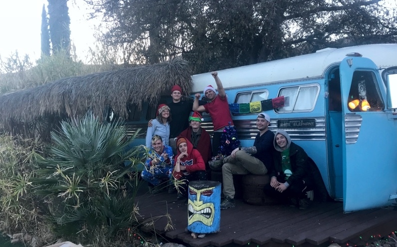 Christmas and blue van