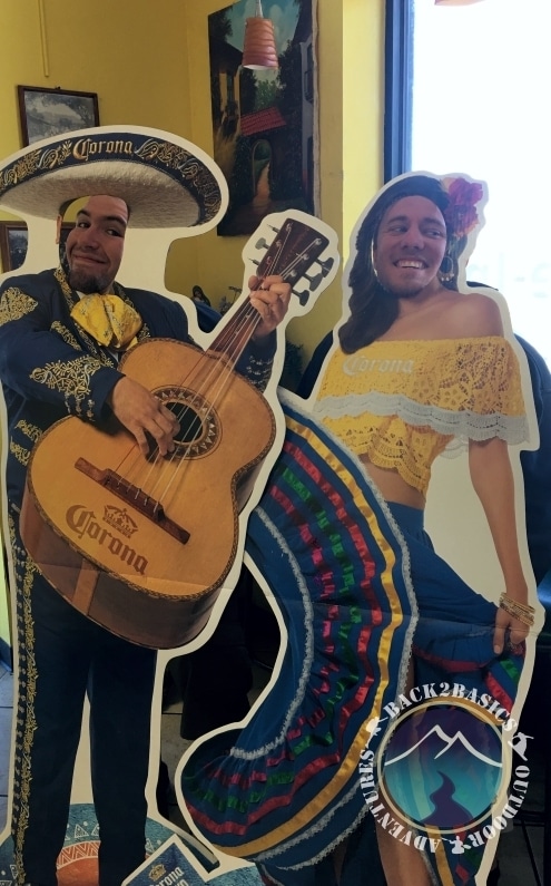 posing at mexican restaurant